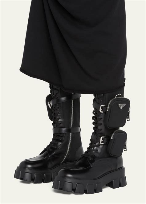 prada boots neoprene|prada combat boots with pouch.